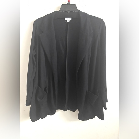 J.Jill Ponte Blazer Womens 1XL Black Open Front Stretch Knit Career Office - Picture 1 of 5